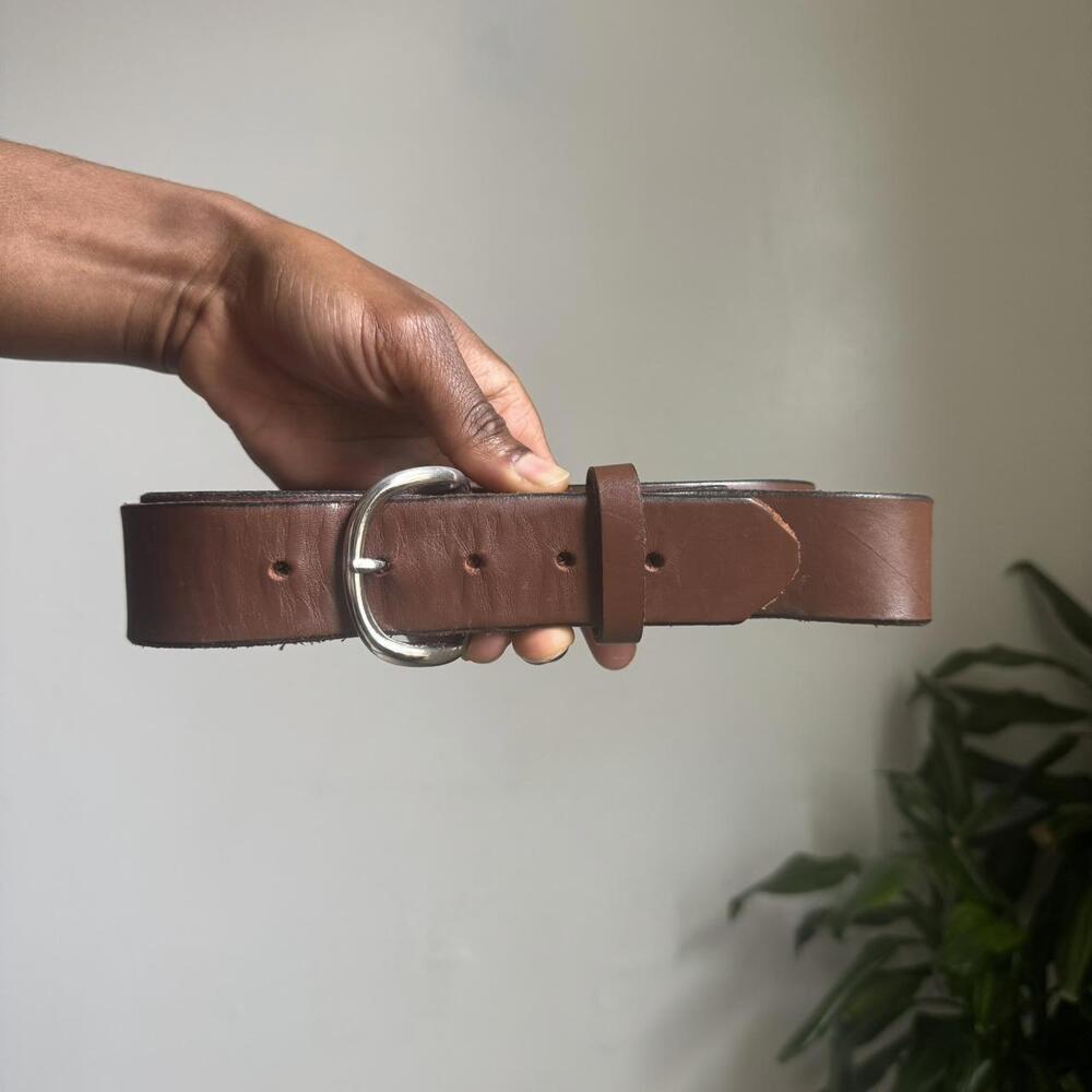 Vintage minimalist Brown genuine leather boho‎ grunge belt size L - Picture 1 of 4